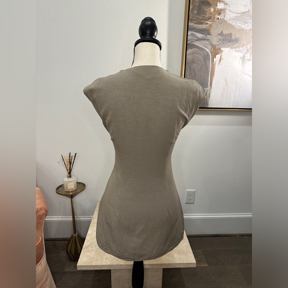 Zara Army Green Knot Front Mini Dress | Size XS - Picture 7 of 8